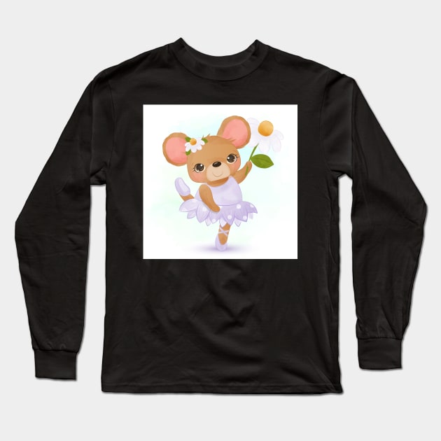 Ballerina Mouse Long Sleeve T-Shirt by This and That Designs